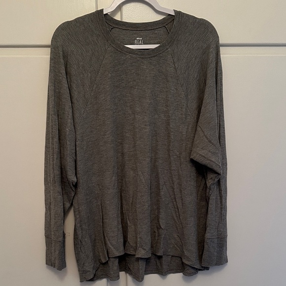aerie Tops - LIKE NEW Aerie Real Soft Grey Waffle Knit Cotton Long Sleeve Tshirt Top